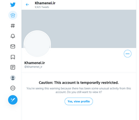 Iranian Supreme Leader's Twitter account temporarily restricted