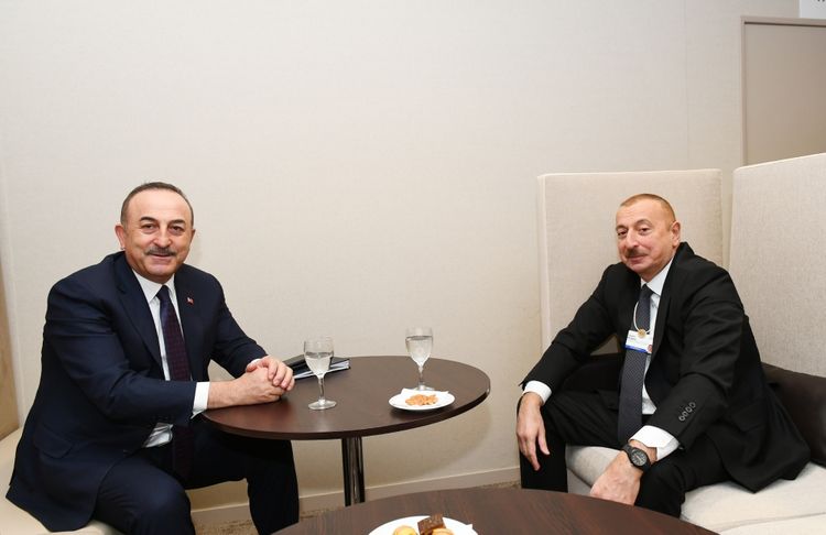 President Ilham Aliyev met with Turkish Foreign Minister in Davos