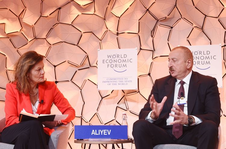 President Ilham Aliyev attended panel discussion on “Strategic Outlook: Eurasia” held as part of World Economic Forum - UPDATED