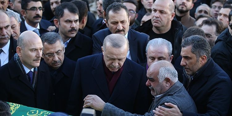 Turkish President attends funeral ceremony of mother and her son, died as a result of earthquake