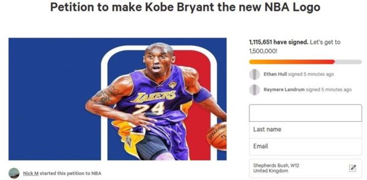 Petition calls for Kobe Bryant to be added to NBA logo
