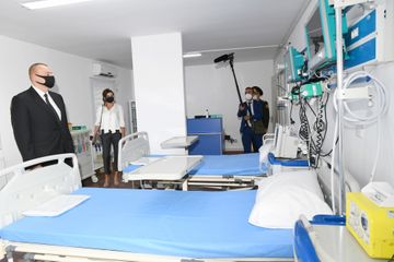 President Ilham Aliyev and first lady Mehriban Aliyeva attended the inauguration of modular hospital for treatment of coronavirus patients opened in Khatai district of Baku - UPDATED