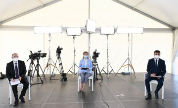 President Ilham Aliyev and first lady Mehriban Aliyeva attended the inauguration of modular hospital for treatment of coronavirus patients opened in Khatai district of Baku - UPDATED