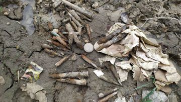 13 pieces of missiles for antiaircraft artillery cannons found under bridge in Azerbaijan’s Khyzy region - PHOTO