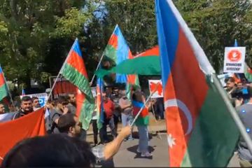 Protest rally being held in front of Armenian Embassy in Berlin