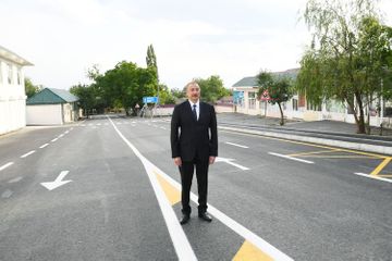 President Ilham Aliyev attended opening of newly renovated Amirvan-Vandam highway - UPDATED