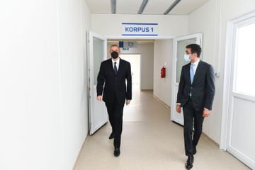  President Ilham Aliyev viewed the conditions created in modular hospital in Shaki