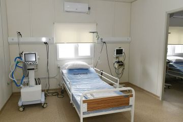  President Ilham Aliyev viewed the conditions created in modular hospital in Shaki