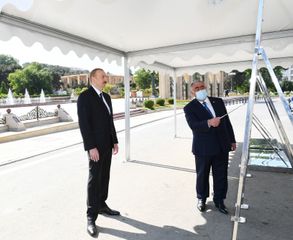 President Ilham Aliyev attended opening of above-ground pedestrian crossing in Neapol Street, Baku