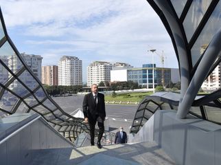 President Ilham Aliyev attended opening of above-ground pedestrian crossing in Neapol Street, Baku