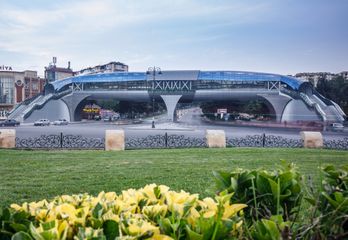 President Ilham Aliyev attended opening of above-ground pedestrian crossing in Neapol Street, Baku