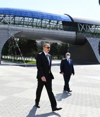 President Ilham Aliyev attended opening of above-ground pedestrian crossing in Neapol Street, Baku