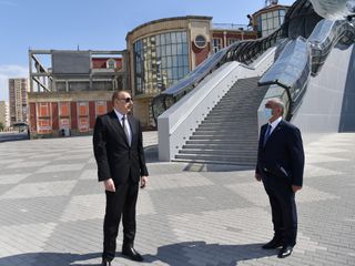 President Ilham Aliyev attended opening of above-ground pedestrian crossing in Neapol Street, Baku