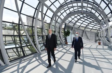 President Ilham Aliyev attended opening of above-ground pedestrian crossing in Neapol Street, Baku