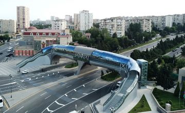 President Ilham Aliyev attended opening of above-ground pedestrian crossing in Neapol Street, Baku