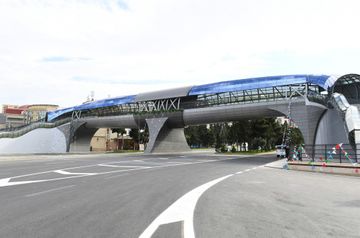 President Ilham Aliyev attended opening of above-ground pedestrian crossing in Neapol Street, Baku