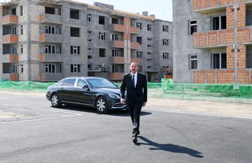 President Ilham Aliyev viewed construction of residential block built for IDPs in Samukh district