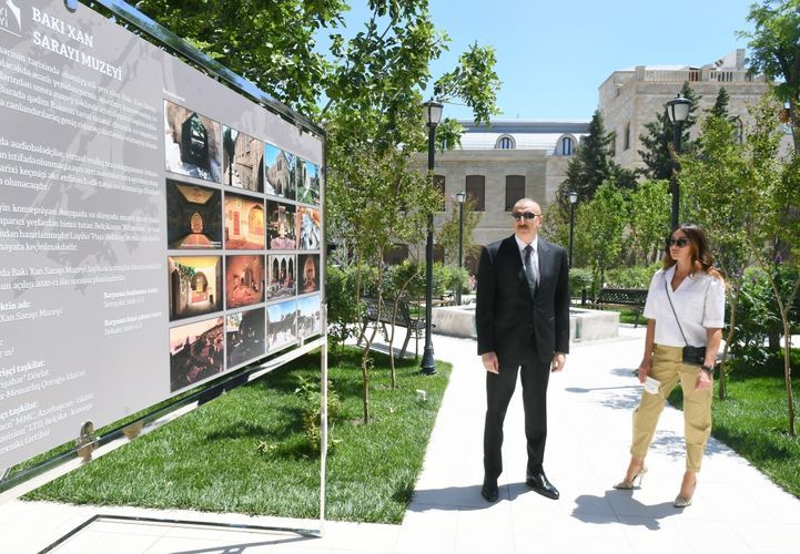 President Ilham Aliyev and first lady Mehriban Aliyeva viewed restoration and conservation works carried out in a part of Icherisheher - PHOTO