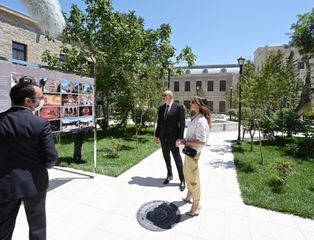 President Ilham Aliyev and first lady Mehriban Aliyeva viewed restoration and conservation works carried out in a part of Icherisheher - PHOTO