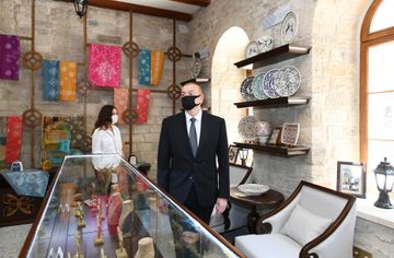 President Ilham Aliyev and first lady Mehriban Aliyeva viewed restoration and conservation works carried out in a part of Icherisheher - PHOTO