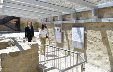 President Ilham Aliyev and first lady Mehriban Aliyeva viewed restoration and conservation works carried out in a part of Icherisheher - PHOTO