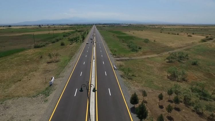 President Ilham Aliyev inaugurates highway in Goranboy district