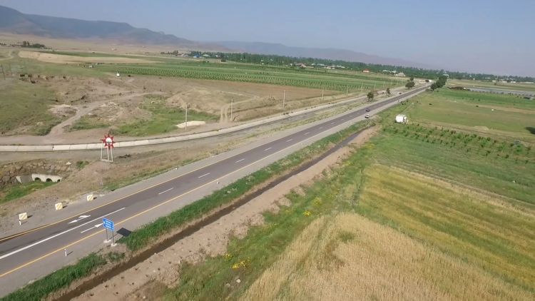 President Ilham Aliyev attended opening of newly renovated highway in Shamkir