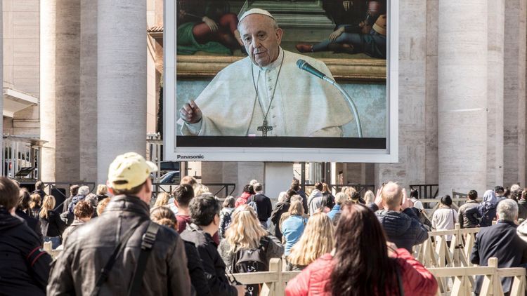 Pope Francis is urging priests to courageously go out to visit those sick from coronavirus,