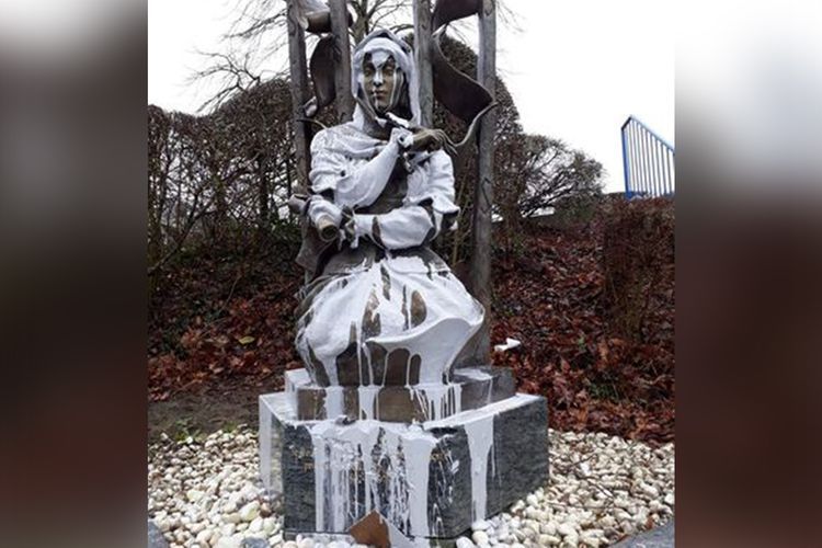Act of vandalism committed against Natavan’s monument during Pashinyan’s visit to Belgium, criminal case initiated - PHOTO