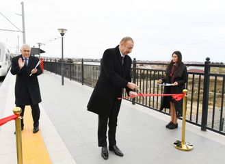 President Ilham Aliyev inaugurated Pirshaghi-Goradil-Novkhani-Sumgayit section of Absheron circular railway after renovation - UPDATED