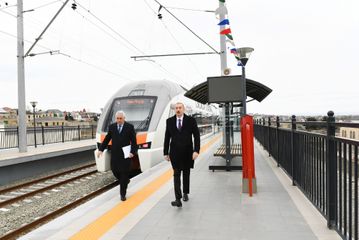 President Ilham Aliyev inaugurated Pirshaghi-Goradil-Novkhani-Sumgayit section of Absheron circular railway after renovation - UPDATED
