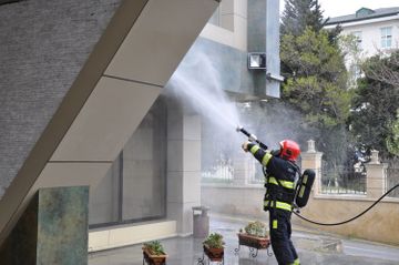 The Ministry of Emergency Situations is disinfecting various areas of Baku