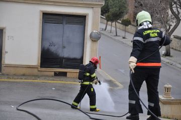 The Ministry of Emergency Situations is disinfecting various areas of Baku