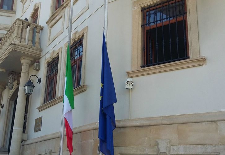 Flags hoisted down at Italy’s Embassy to Azerbaijan in order to honor memory of people died from coronavirus 