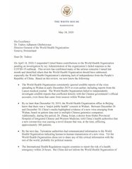 Trump gives WHO 30 days for "improvements", threatens permanent funding freeze, end of US membership