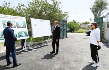 President Ilham Aliyev viewed work done as part of renovation of Pirsaat Baba shrine in Shamakhi