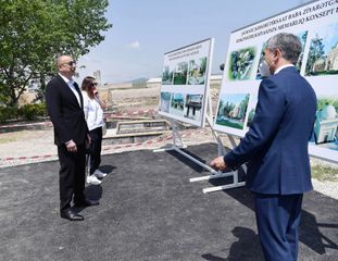 President Ilham Aliyev viewed work done as part of renovation of Pirsaat Baba shrine in Shamakhi