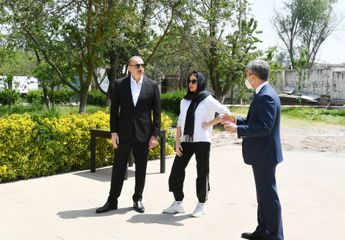 President Ilham Aliyev viewed work done as part of renovation of Pirsaat Baba shrine in Shamakhi