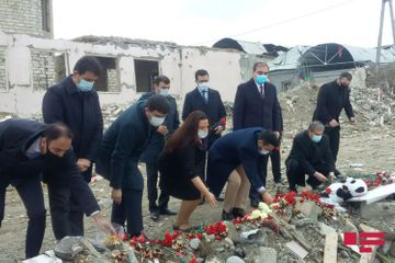 OIC Youth Forum representatives visit missile hit area in Ganja by Armenia