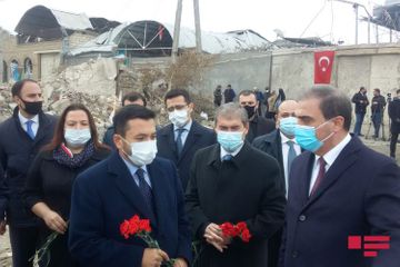 OIC Youth Forum representatives visit missile hit area in Ganja by Armenia