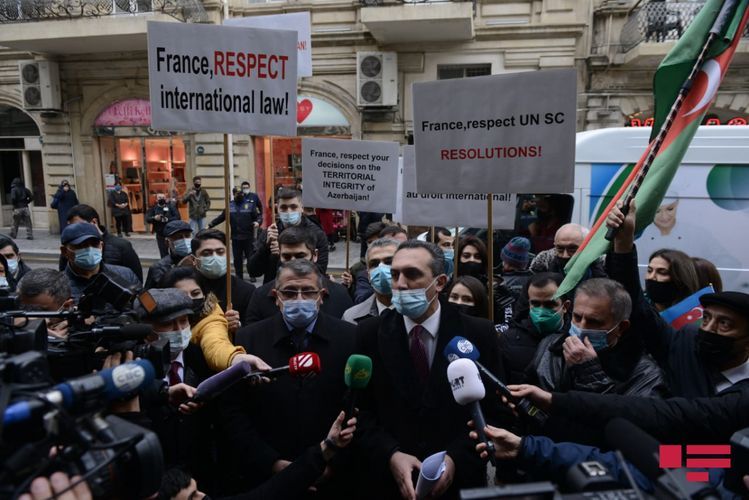 Protest rally is held in front of French Embassy to Azerbaijan - UPDATED - VIDEO