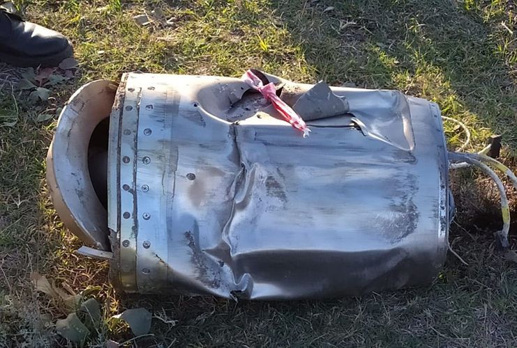 Photos of fragments a ballistic missile released from the territory of Armenia in the direction of Mingachevir - PHOTO