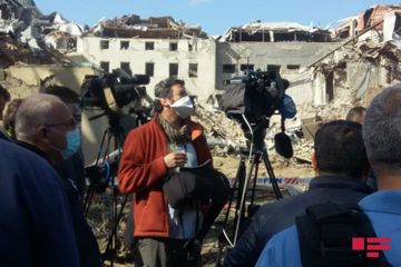 Representatives of BBC, Al Jazeera, France 24 and other media outlets visited the area where the Armenian missile strike took place in Ganja