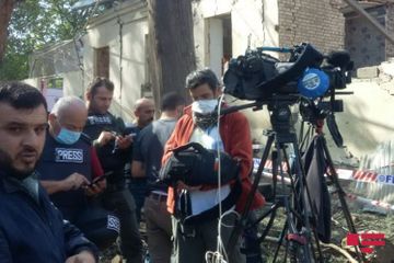 Representatives of BBC, Al Jazeera, France 24 and other media outlets visited the area where the Armenian missile strike took place in Ganja