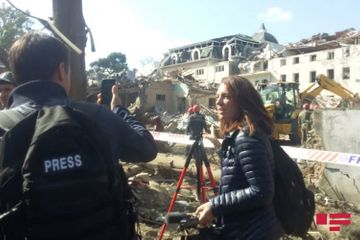 Representatives of BBC, Al Jazeera, France 24 and other media outlets visited the area where the Armenian missile strike took place in Ganja