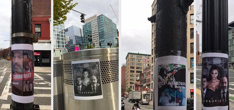 Azerbaijanis in Boston disseminated placards regarding Armenia’s occupational actions