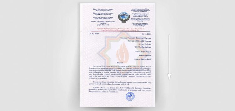 Azerbaijanis adopted statement in protest against biased stance of France against our country