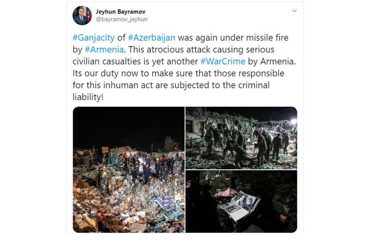 Azerbaijani FM: It's our duty now to make sure that those responsible for this inhuman act are subjected to criminal liability!