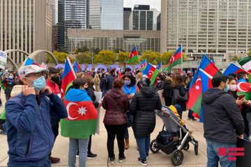 Niagara waterfall dyed colors of Azerbaijani flag - VIDEO