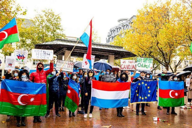 Protest rally held in Luxemburg, against terrorist acts committed in Ganja